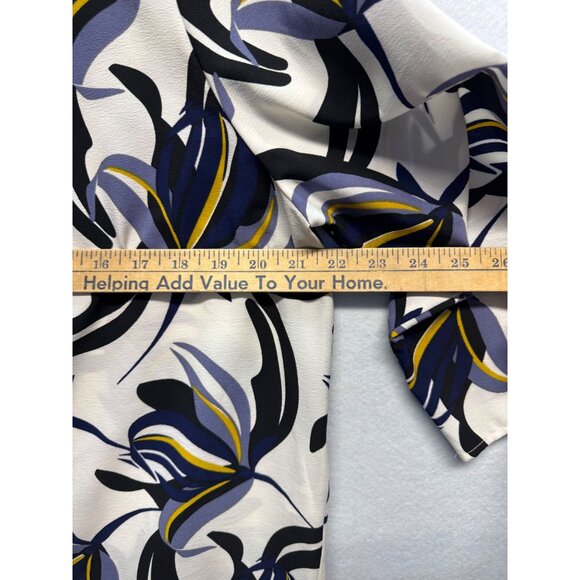 M&S Collection Womens Cream & Navy Floral Print Blouse With 3/4 Sleeves Size 20 - Picture 6 of 10